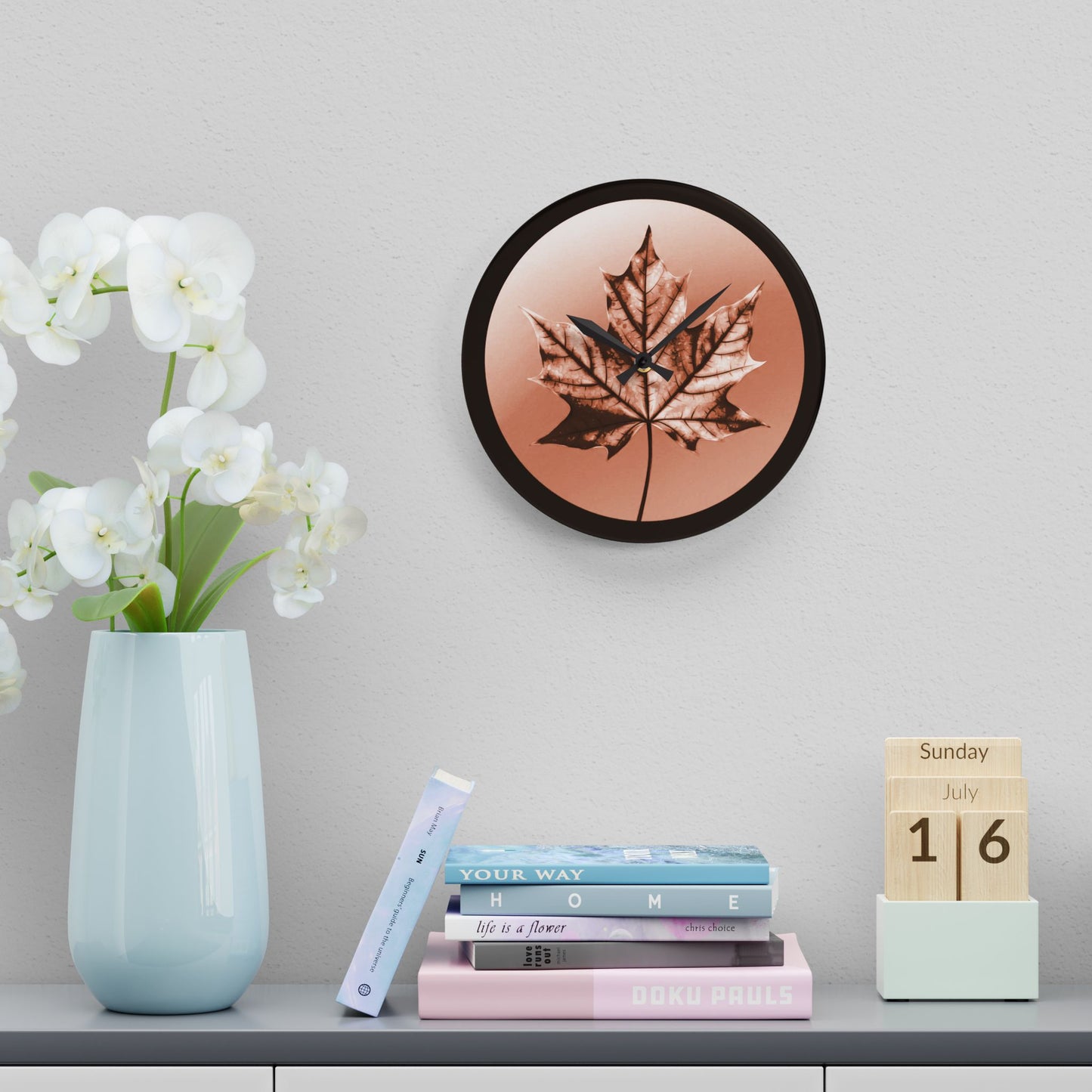 Soft Maple Leaf Acrylic Wall Clock, Round or Square, 10.75" x 10.75"