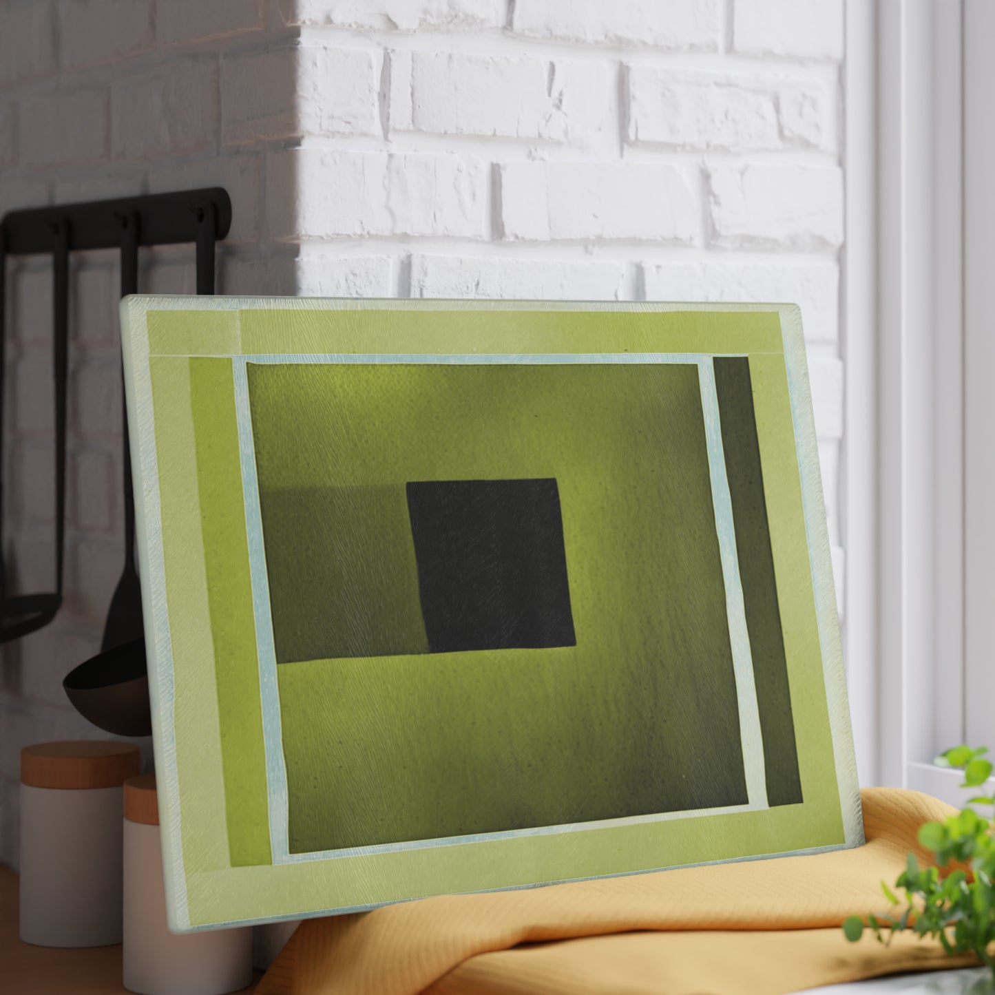 Lemongrass Shadow Glass Cutting Board, 11" x 15"