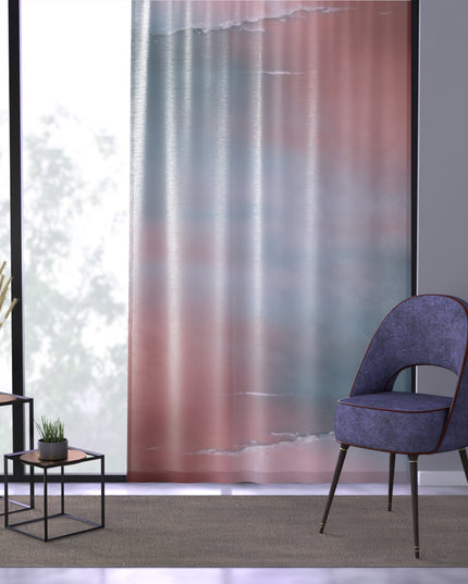 Gray Sea Pink Fog Window Curtain, 50" x 84", partially transparent