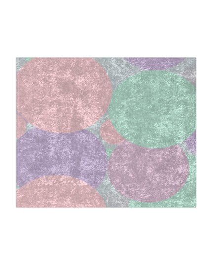 Pastel Peach and Soft Green Patches 50" x 60" Crushed Velvet Blanket
