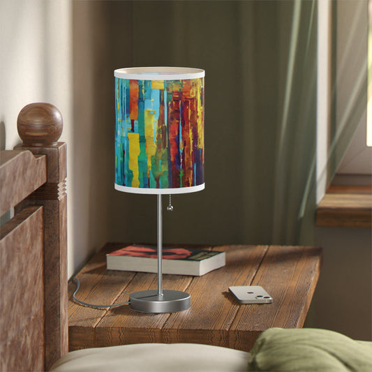 Striped Alpha Table Lamp on a White or Silver Stand, US|CA plug