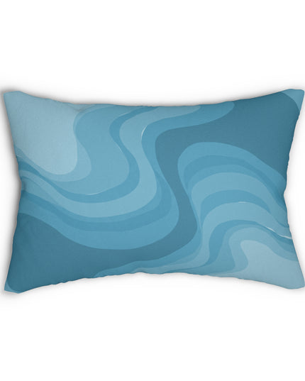 Sky Blue Wavey Spun Polyester Lumbar Pillow, 20" x 14"
