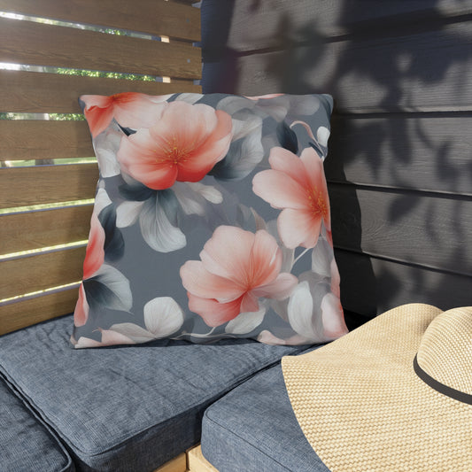 Red Blossom Floral Bunch 20" x 20" Outdoor Pillow