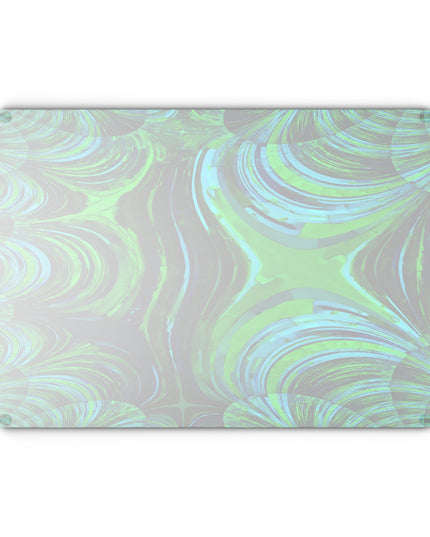 Uzi Spiral Blue Green 11" x 15" Glass Cutting Board