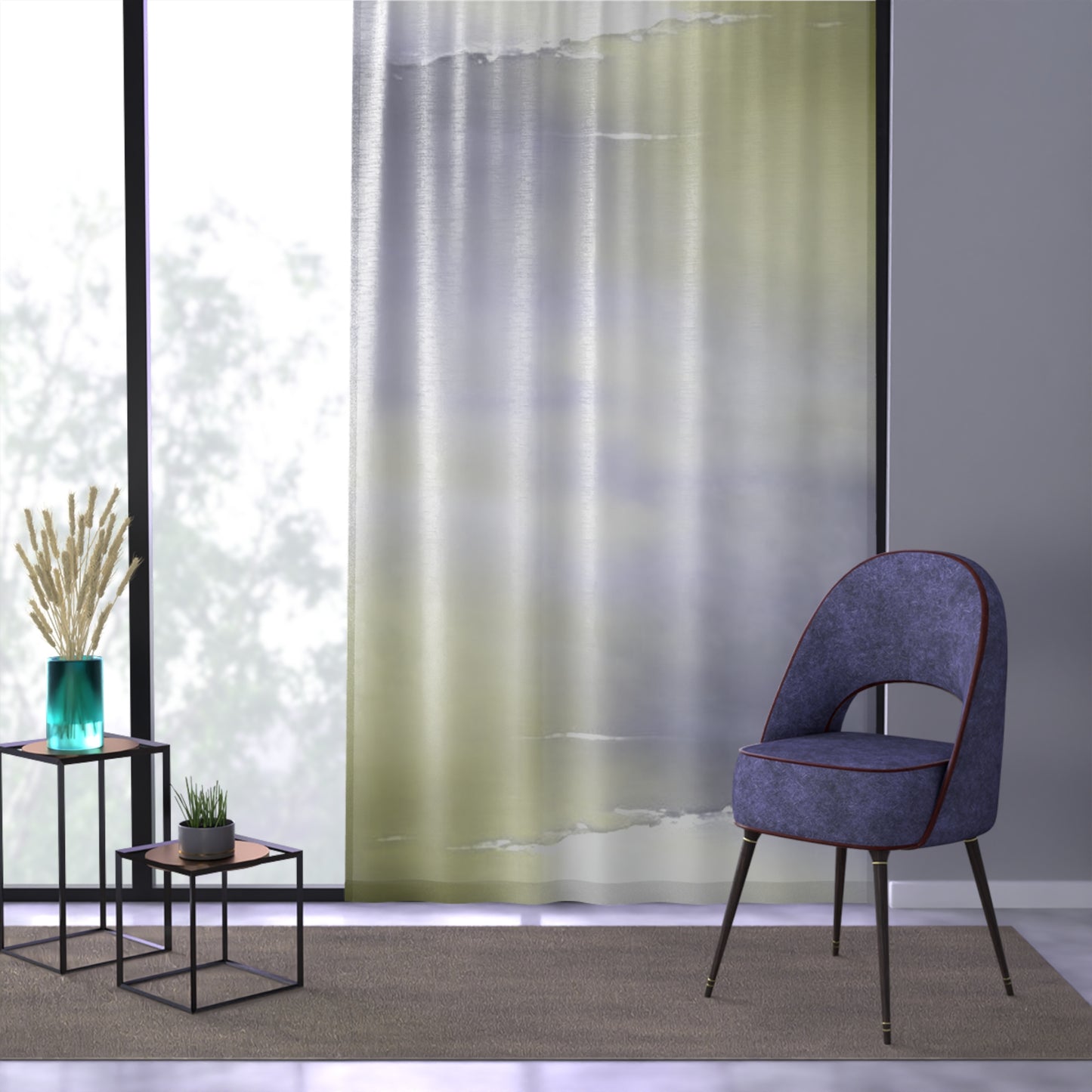 Lavender Sea Golden Fog Window Curtain, 50" x 84", partially transparent