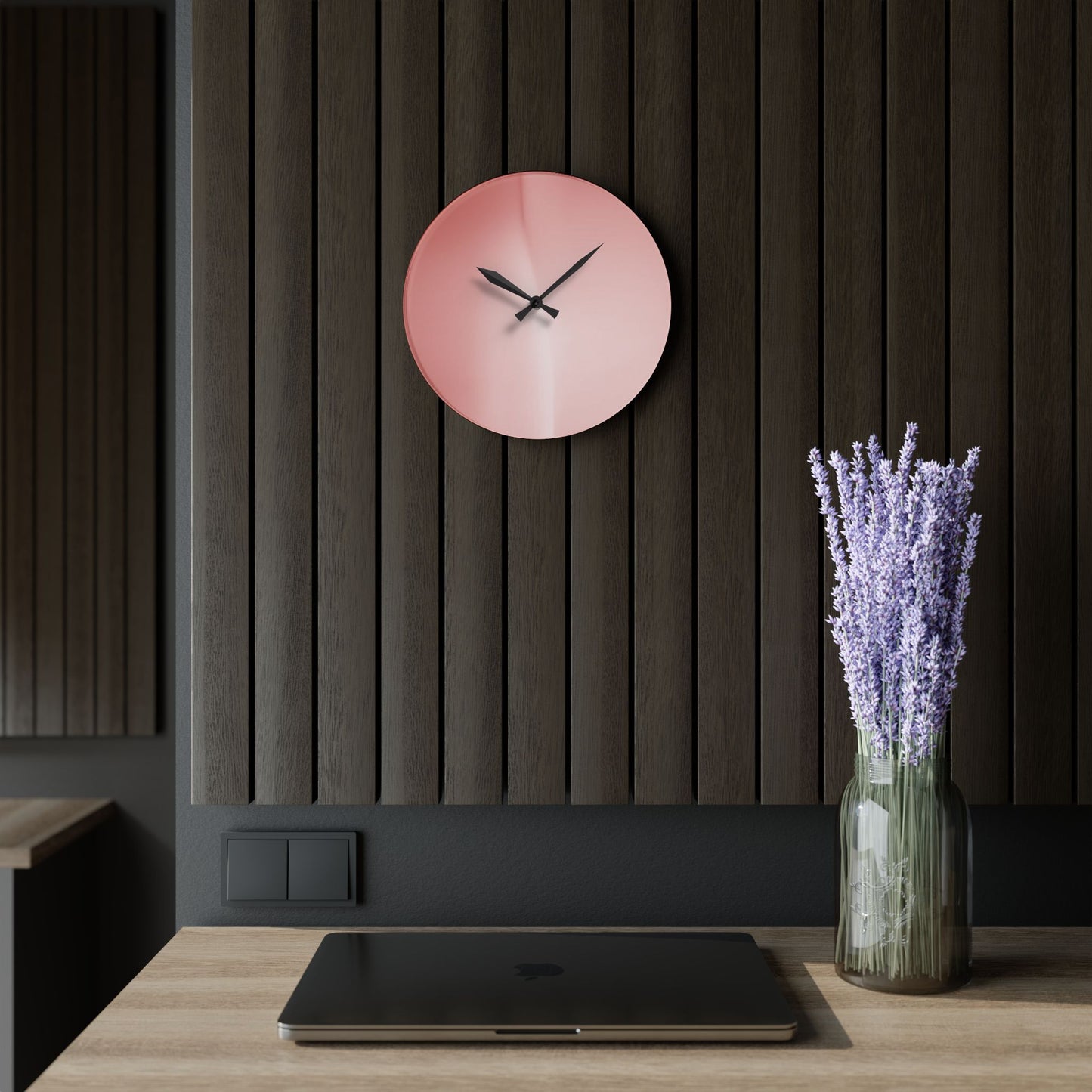 Rose Red Fade Acrylic Wall Clock, Round or Square, 10.75" x 10.75"