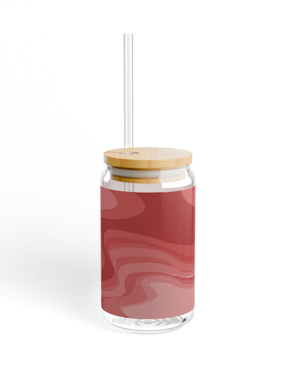 Power Red Wavey Sipper Glass, 16oz