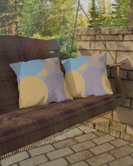 Pastel Baby Blue and Peach Patches 18" x 18" Outdoor Pillows