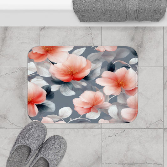 Red Blossom Floral Bunch 24" x 17" Bath Mat
