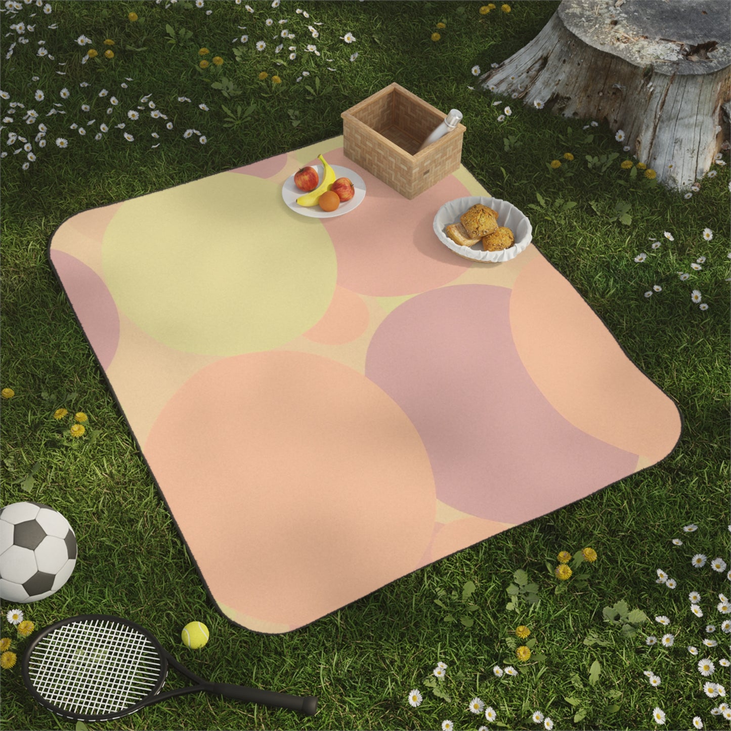 Pastel Hot Peach Patches 61" × 51" Picnic Blanket