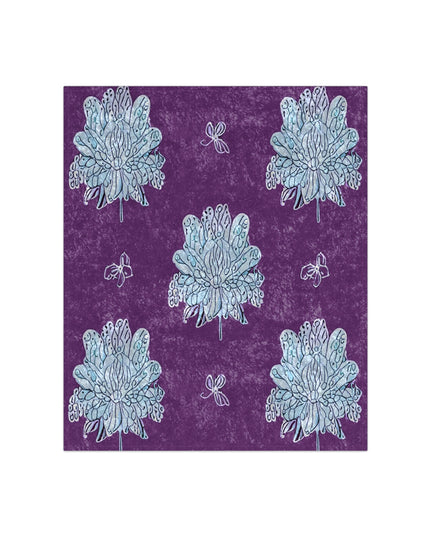 Blue Floral Butterflies 50" x 60" Crushed Velvet Blanket