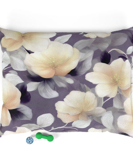 White Blush Floral Bunch Pet Bed, 50" × 40"