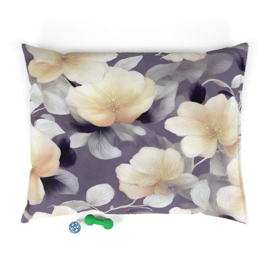 White Blush Floral Bunch Pet Bed, 50" × 40"