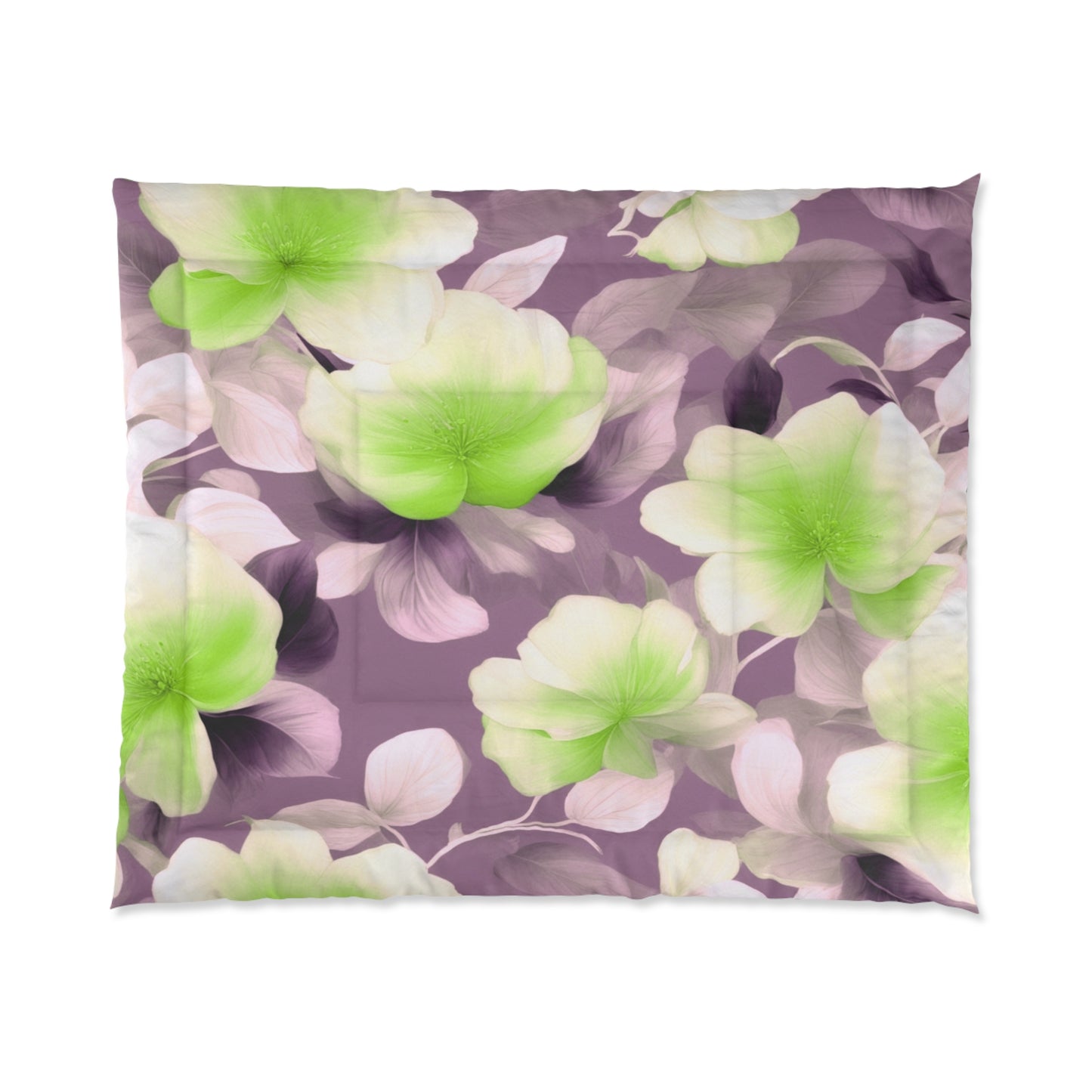 Lime Lavender Floral Bunch Comforter, 104" × 88"