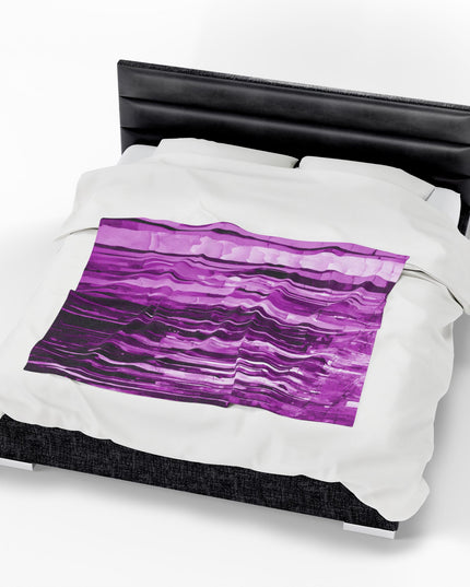 Striped Powder Lavender Velveteen Plush Blanket, 50" x 60"