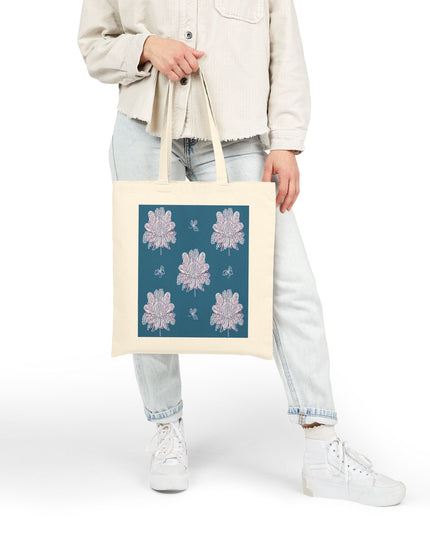 Lavender Floral Butterflies Cotton Canvas Tote Bag
