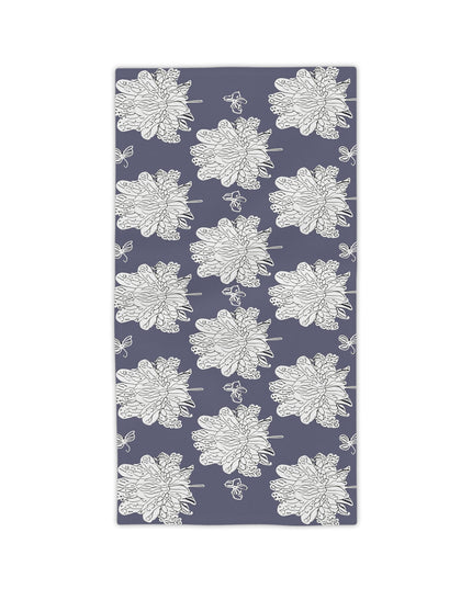 White Floral Butterflies Beach Towel, 24" x 44"