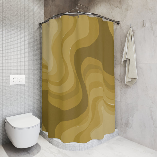 Brown Wavey Shower Curtains, 71" x 74"