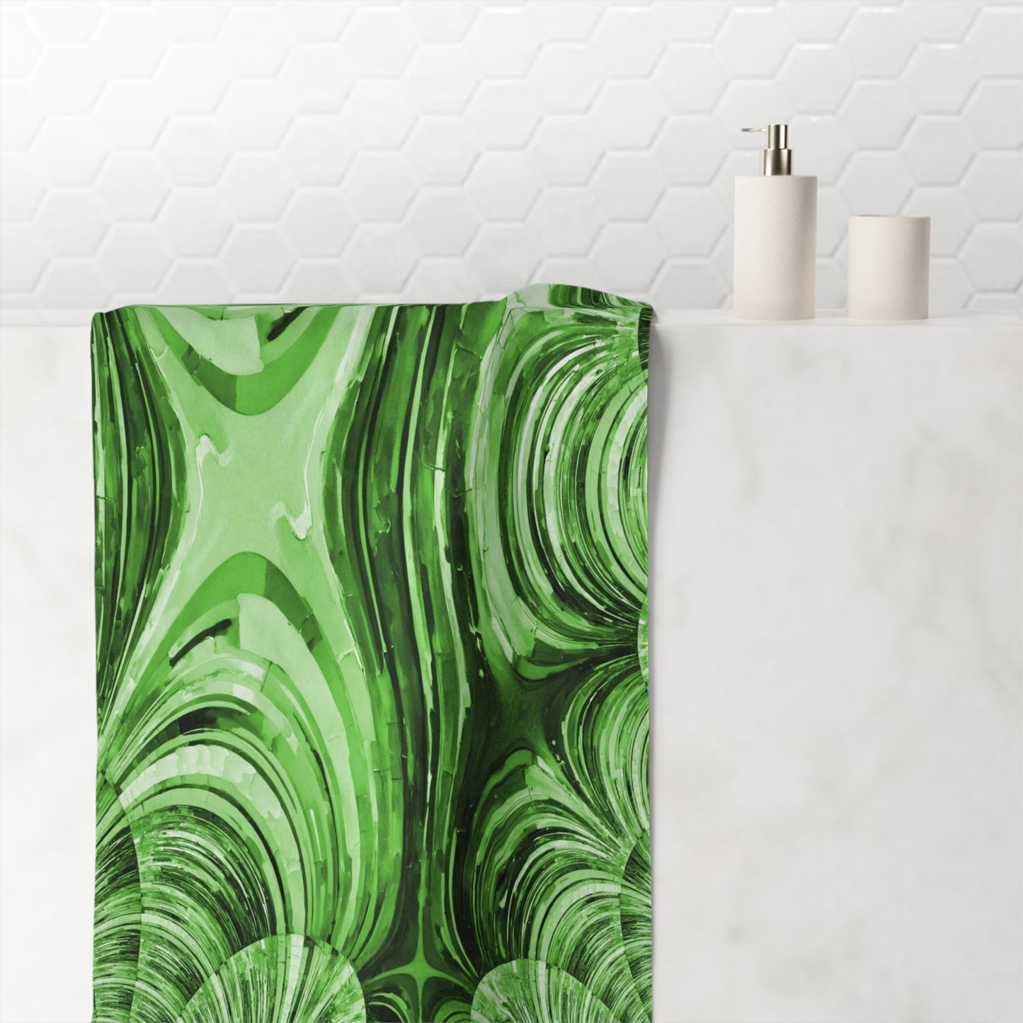 Uzi Spiral Mint Pastel Mink-Cotton Towel (50% polyester, 50% cotton),  30" x 60"