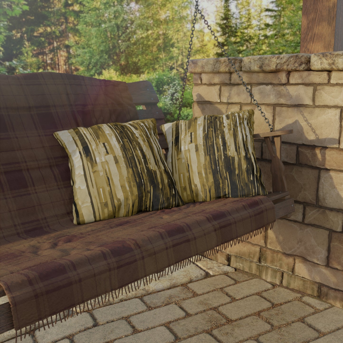 Striped Light Brown Pastel Fade 18" x 18" Outdoor Pillows