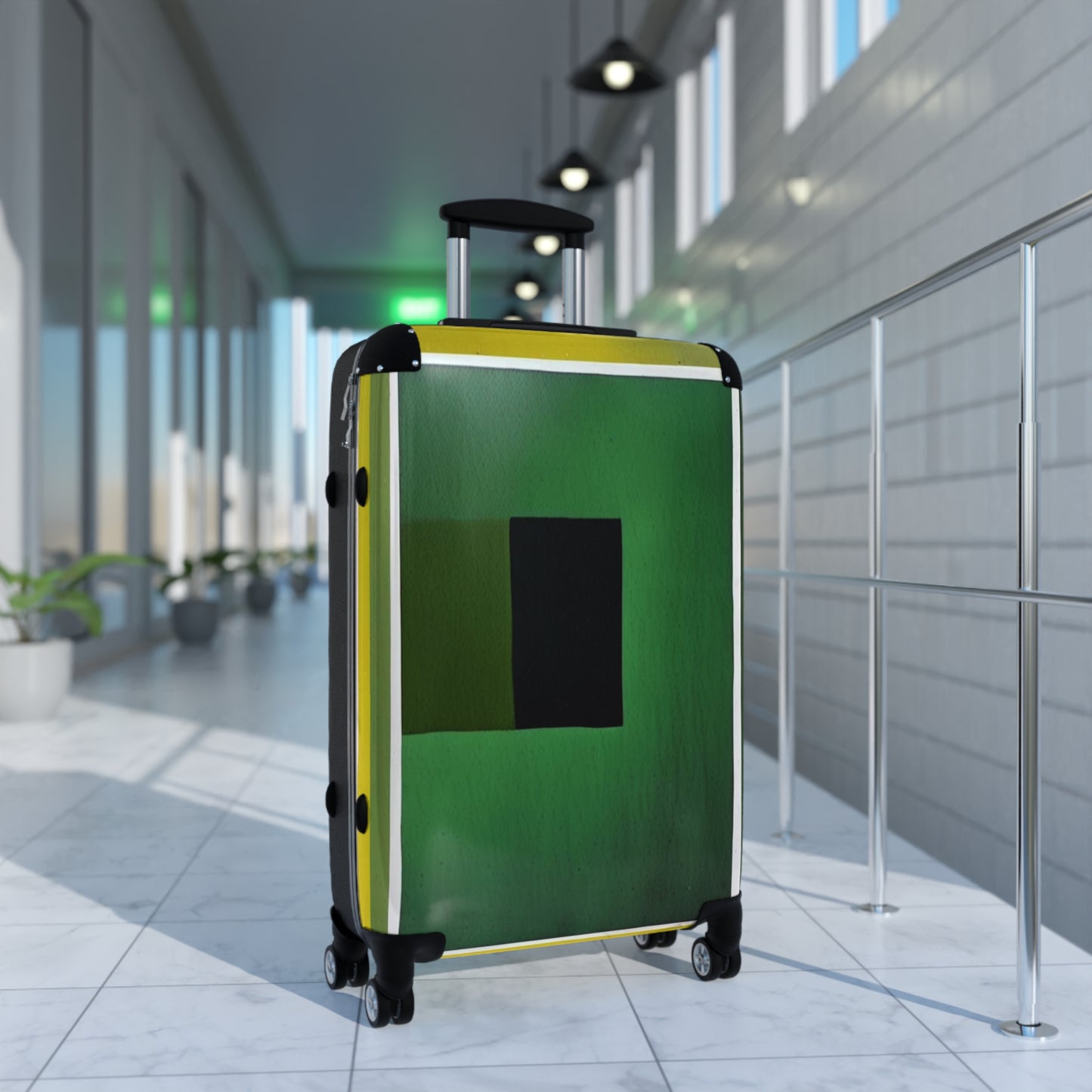 Alpha Shadow Medium Suitcase with built in lock, 4 double-wheels, telescopic handle, and ABS back hard-shell