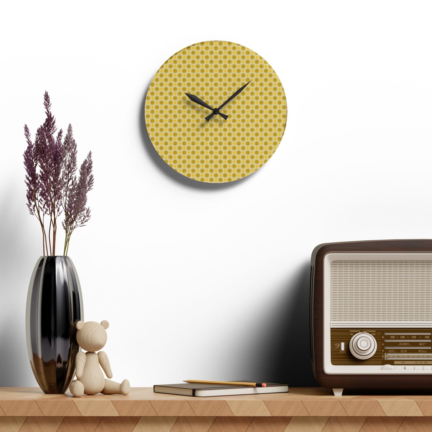 Lemongrass Star-crossed Bodies Acrylic Wall Clock, Round or Square, 10.75" x 10.75"