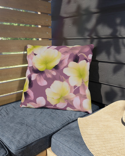 Lemon Blossom Floral Bunch Outdoor Pillow, 16" x 16"