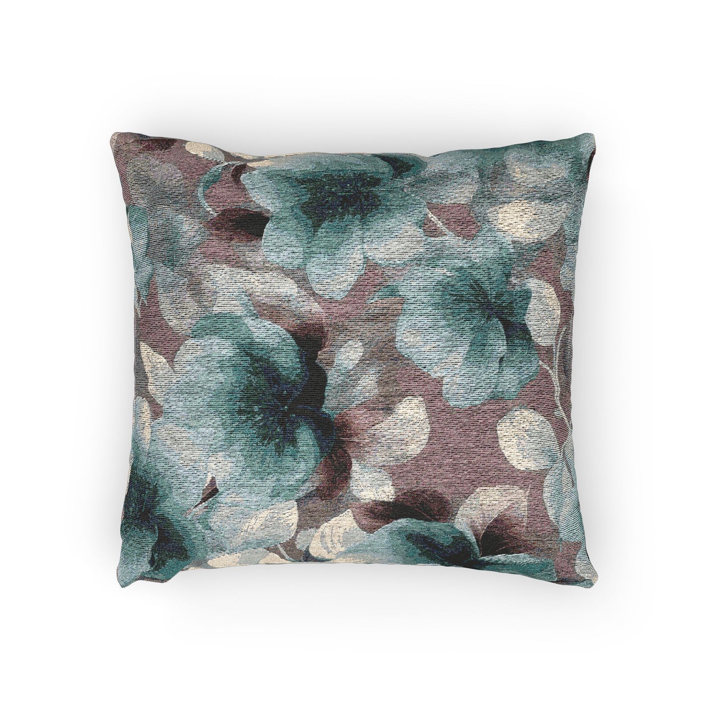Deep Blue Florals Woven Pillow, 17" x 18"