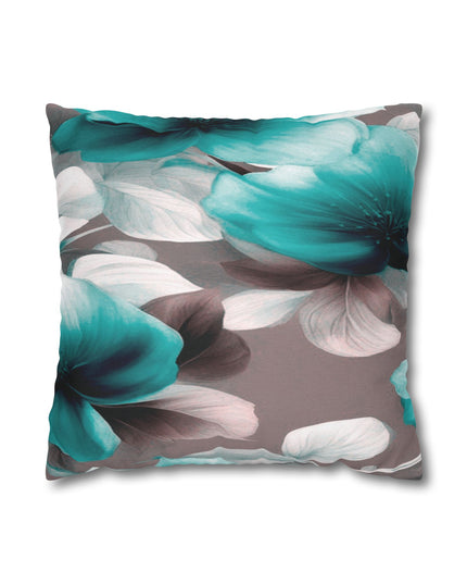Tif Green Gray Floral Bunch Spun Polyester Square Pillowcase, 14" x 14"