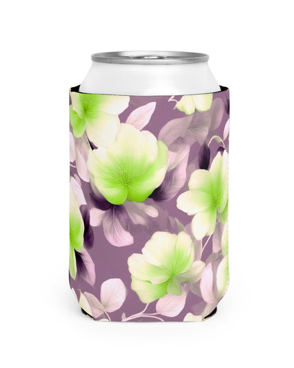 Lime Lavender Floral Bunch 12 oz Can Cooler Sleeve