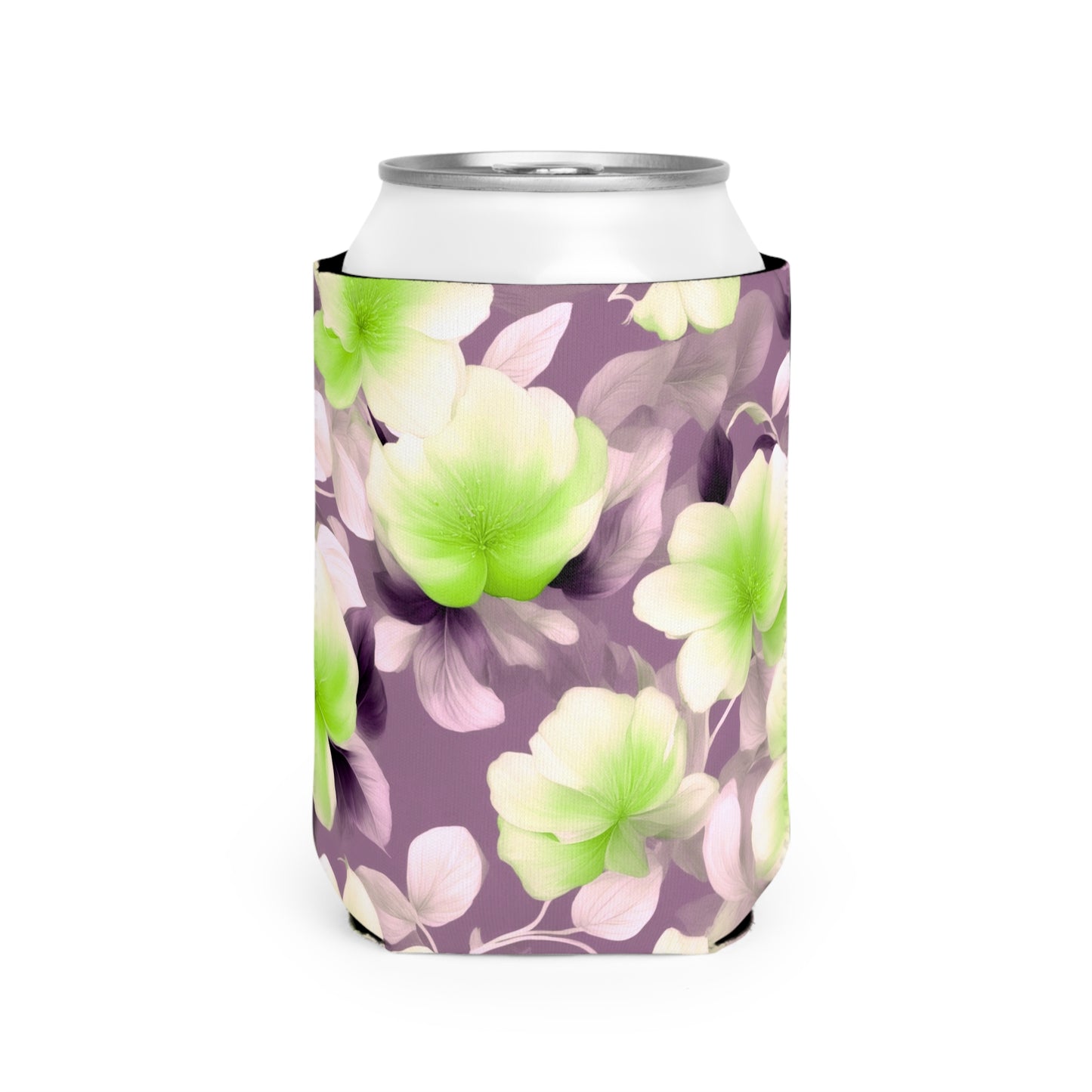 Lime Lavender Floral Bunch 12 oz Can Cooler Sleeve
