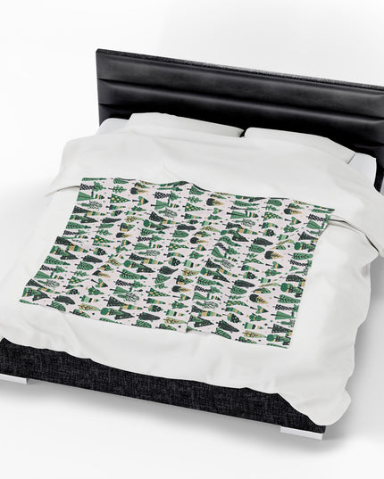 Mini Vintage Green Trees Velveteen Plush Blanket, 50" x 60"