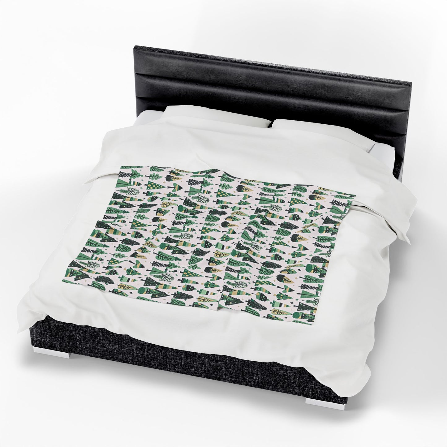 Mini Vintage Green Trees Velveteen Plush Blanket, 50" x 60"