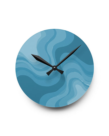 Sky Blue Wavey 8" x 8" Round Acrylic Wall Clock