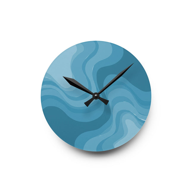 Sky Blue Wavey 8" x 8" Round Acrylic Wall Clock