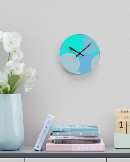 Pastel Tan and Tif Patches Acrylic Round Wall Clock, 8" x 8"