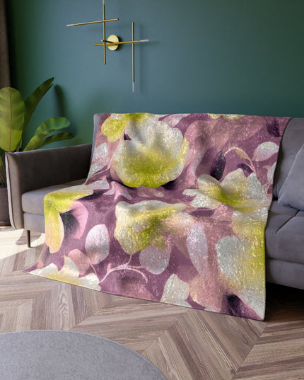 Lemon Blossom Floral Bunch Crushed Velvet Blanket, 50" x 60"