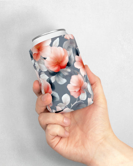 Red Blossom Floral Bunch 12 oz Can Cooler Sleeve