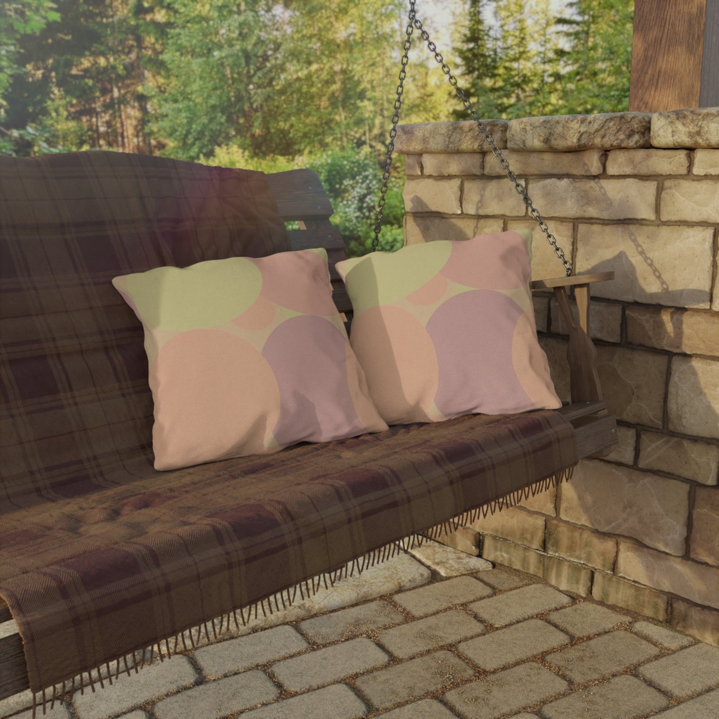 Pastel Hot Peach Patches 18" x 18" Outdoor Pillow