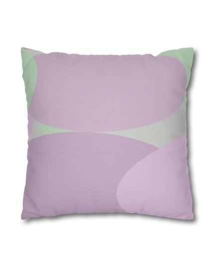 Pastel Lavender Purple and Soft Green Patches Spun Polyester Square Pillowcase, 14" x 14"