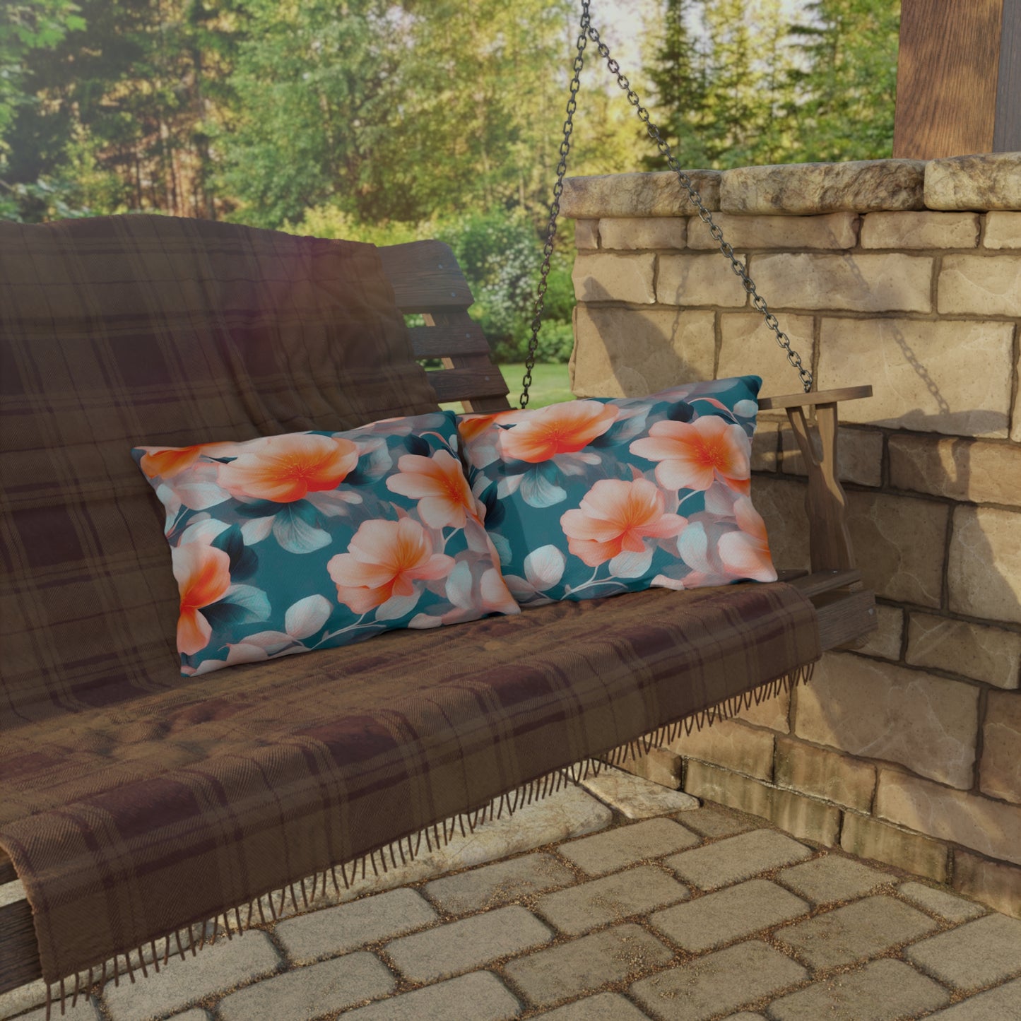 Orange Blossom Floral Bunch Outdoor Pillow, 20" x 14"