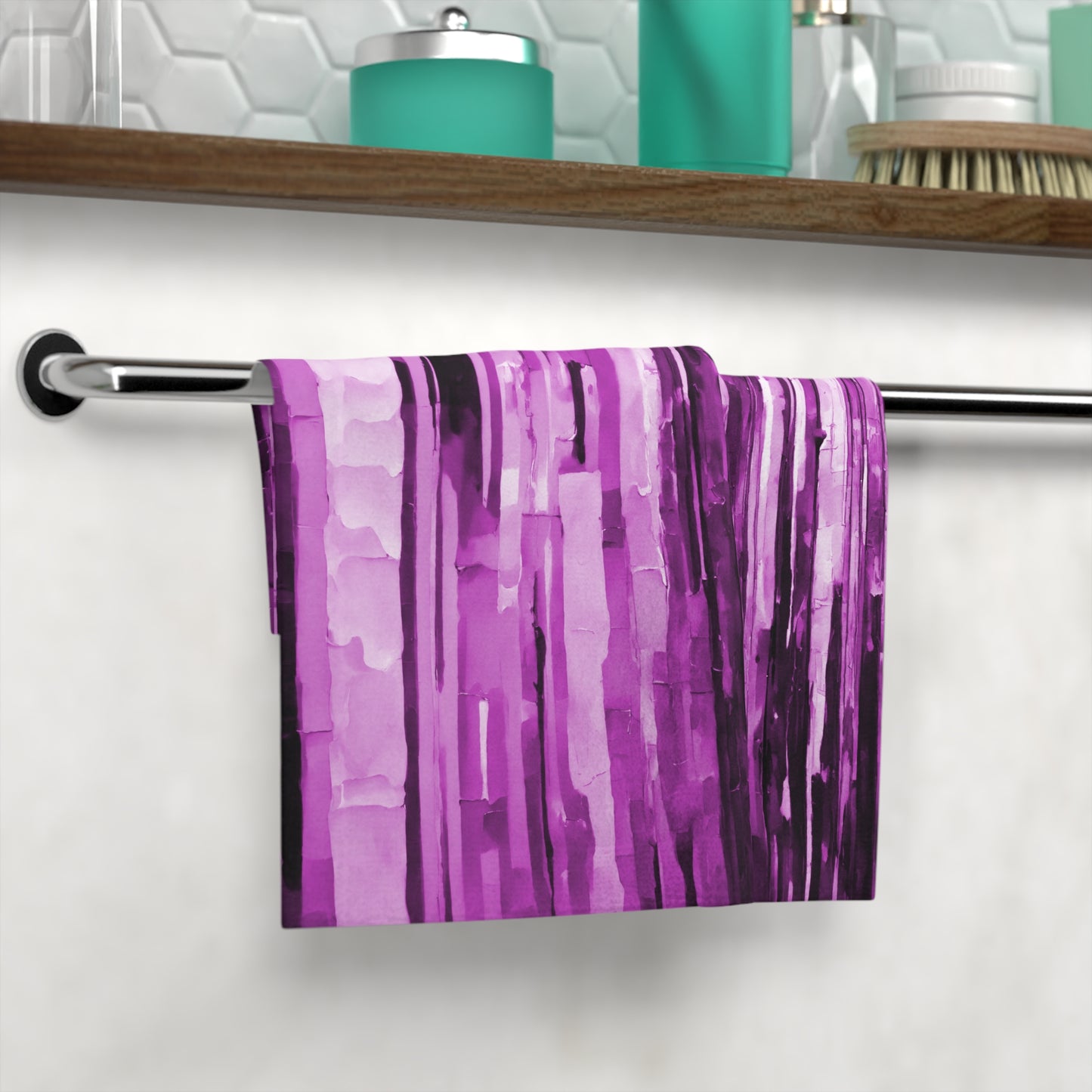 Striped Powder Lavender Towel, 13" x 13"