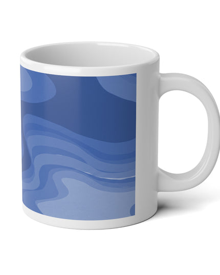Deep Blue Wavey 20 oz White Glossy Jumbo Mug