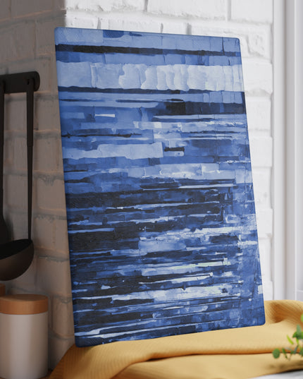 Striped Deep Blue 11" x 15" Glass Cutting Board