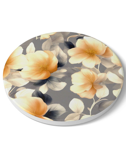 Soft Blossom Floral Bunch Round Ceramic Coaster, 4" x 4"