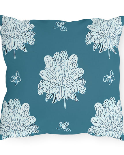 Tif Green White Floral Butterflies 16" x 16" Outdoor Pillows