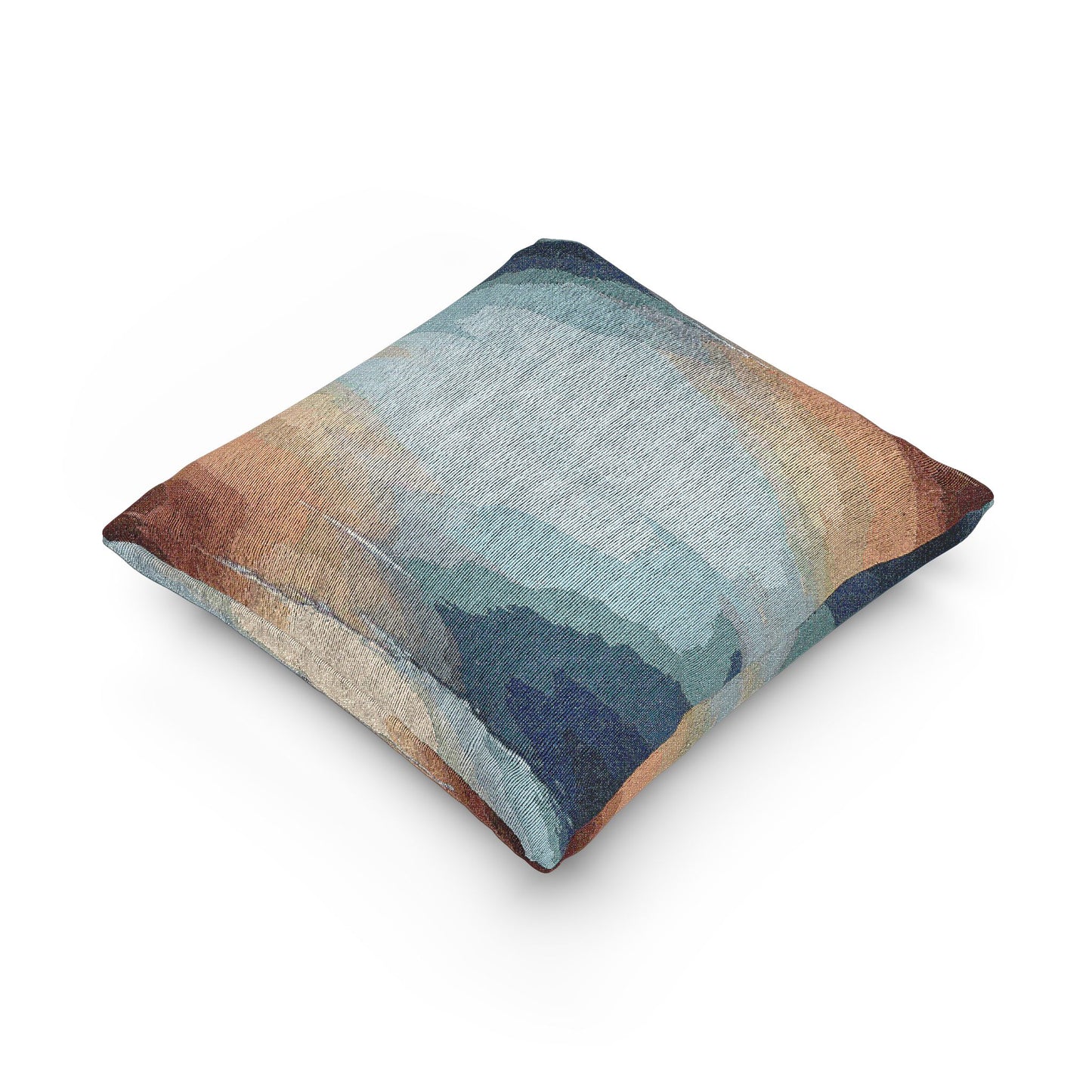 Blue Sea Red Orange Fog Woven Pillow, 17" x 18"