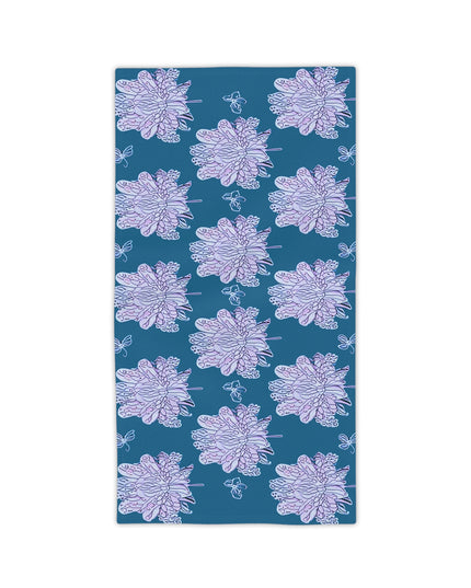 Lavender Floral Butterflies Beach Towel, 24" x 44"