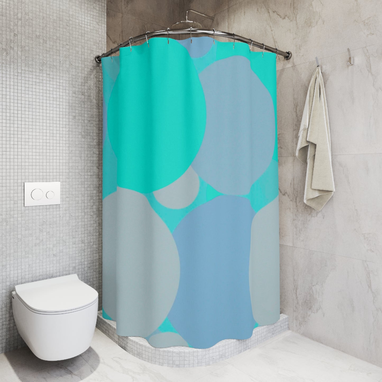 Pastel Tan and Tif Patches Shower Curtains, 71" x 74"