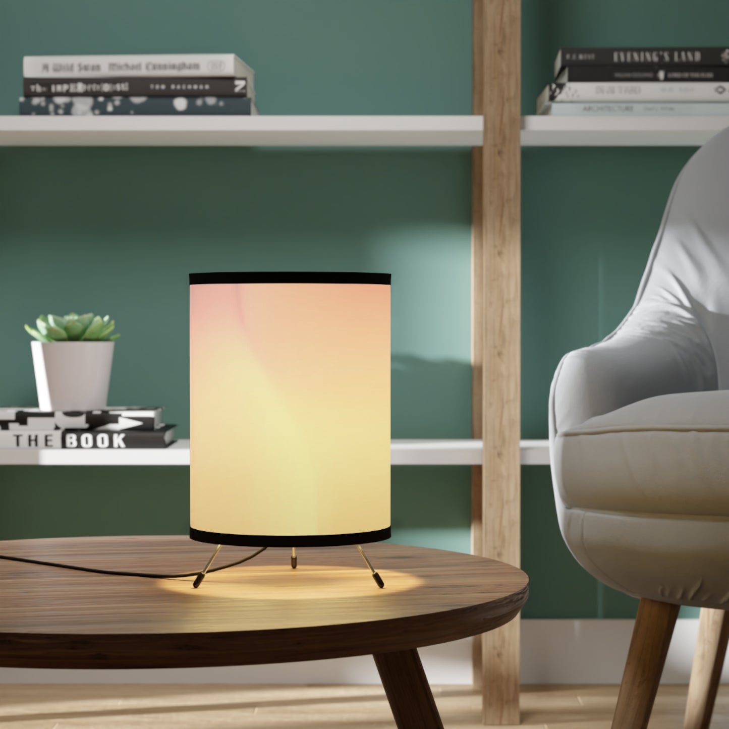 Hot Peach Fade Tripod Lamp with High-Res Printed Shade, US\CA plug